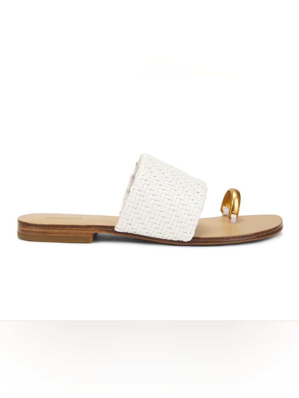 New SIMKHAI Ariana Woven White Leather Sandal open round toe slight heel Sz 7.5